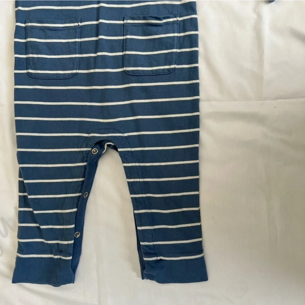 Baby Gap Blue and White Striped Kids Long Sleeve One Piece Size 12-18 Months